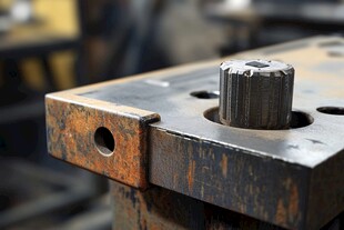 生锈金属零件特写