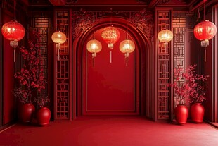 中式红韵 传统喜庆空间氛围