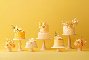黄色系精美蛋糕艺术展示