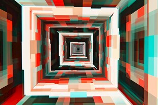 几何方块构成的立体空间隧道