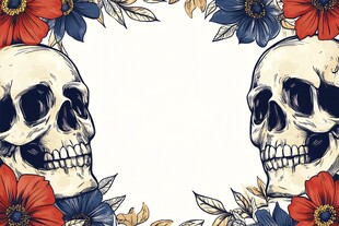 骷髅花卉装饰图案设计