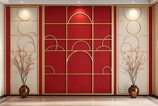 中式红金屏风装饰空间