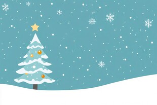 冬日雪景中的圣诞树