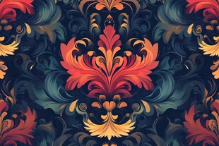 复古华丽花卉无缝图案