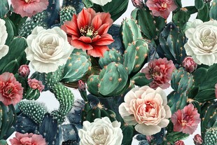 仙人掌花卉图案精美画作