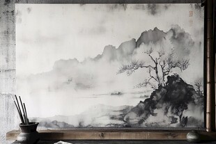 中式水墨山水装饰画意境