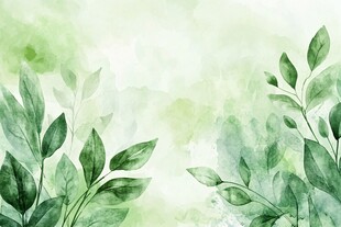 清新绿叶水彩背景图