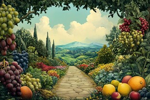 田园果香小径的梦幻景致