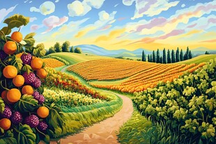 田园风光 果园与田野美景