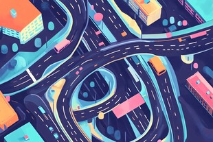 奇幻城市交通路网插画