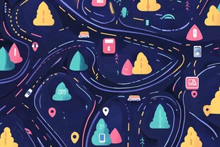 梦幻卡通风格的地图图案