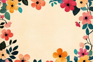 花卉环绕的空白背景图