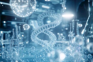 科技感实验室中的DNA结构