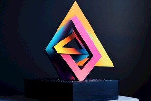 多彩立体几何雕塑艺术品