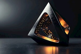 科幻三角发光立方体摆件