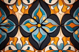 绚丽几何花卉图案瓷砖