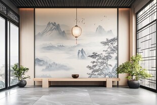 中式禅意茶室山水意境空间