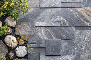 石板地面与绿植石头搭配