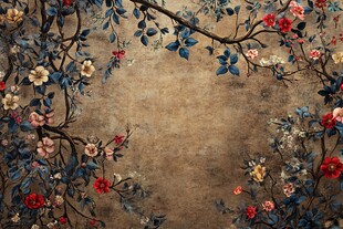 中式花卉复古风背景图