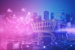 科技感电商购物城市图景