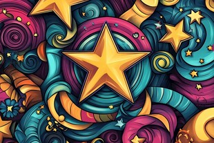 绚丽星芒涂鸦图案背景