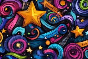 梦幻多彩星星漩涡图案
