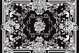 黑白花卉复古风图案设计