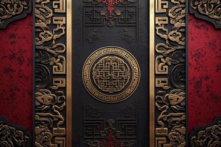 中式古典奢华门饰背景图