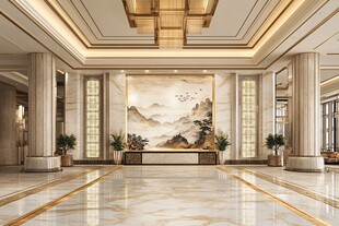 豪华中式风格大堂室内设计
