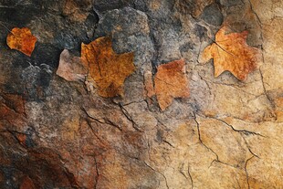 石上秋叶 秋意斑驳之景