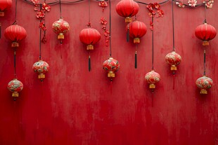 红墙挂饰 喜庆中式红灯笼