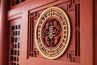 中式门饰上的精美福寿图案