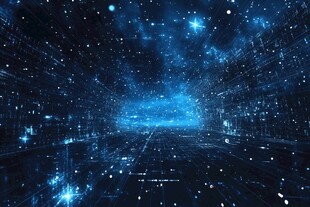 梦幻蓝色数字星空科技背景
