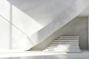 简约白色大理石楼梯空间