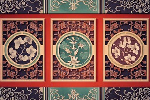 中式古典彩绘精美图案