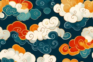 中式传统祥云图案背景