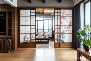 中式雅致客厅与屏风之美