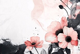水墨风粉色花卉唯美背景