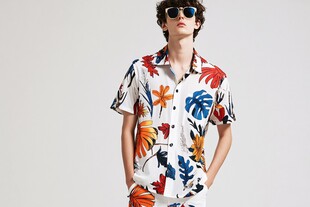 男士印花短袖衬衫时尚展示