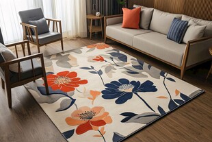 花卉图案客厅地毯装饰