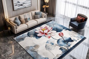 中式荷花地毯 点亮客厅美