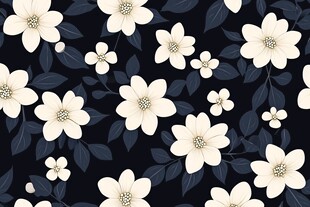深色背景白花花卉图案