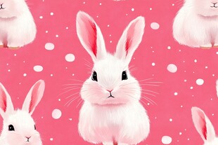 可爱白兔粉色背景图案