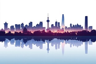 上海城市天际线美丽倒影