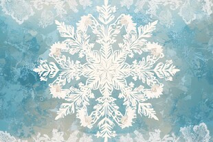 梦幻蓝色背景上的精致雪花