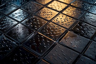 潮湿金属方格地面纹理