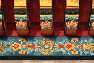 中式传统精美梁柱装饰图案