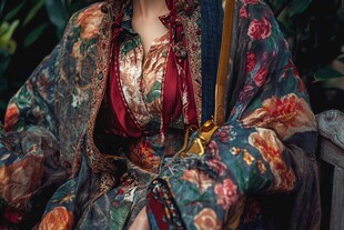 复古风中式花卉刺绣服饰