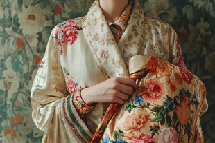 复古风花卉刺绣华丽服饰