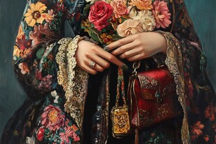 复古花卉服饰与精致配饰